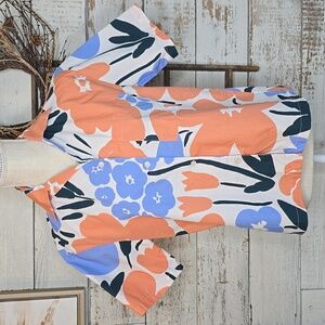 Uniqlo X Marimekko Orange, Blue, White Collaboration Button-Up Size Small